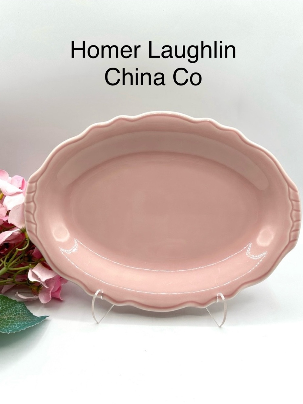 Homer Laughlin Terrace Pink Oval Platter 11.5”